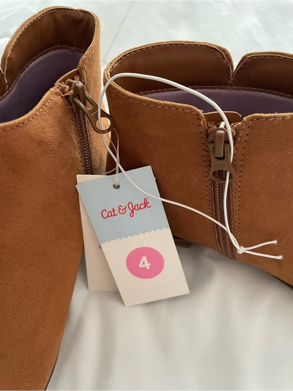Cat & Jack Brown Suede Ankle Booties with Side Zip